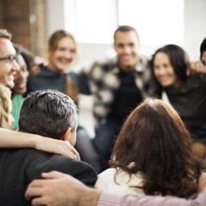 Team huddling together