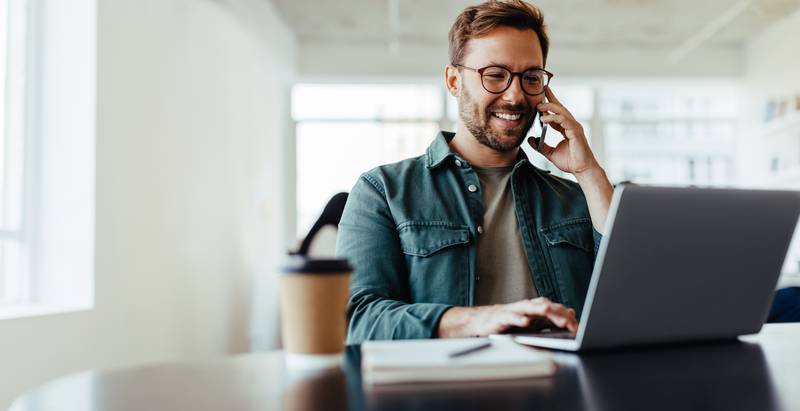 Businessman on a sales discovery call