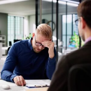 man frustrated because of no sales