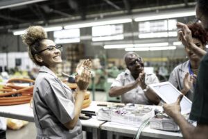 motivated employees clapping