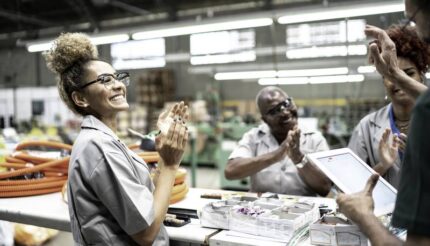 motivated employees clapping