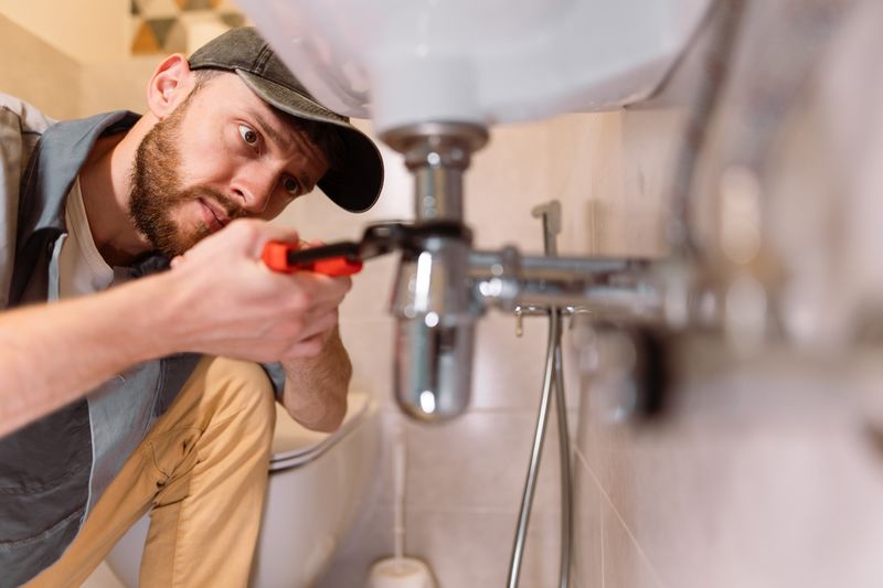 plumber in action