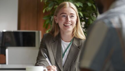 successful accountant marketing with a smile on the lady's face